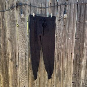 Naked Cashmere Black 100% Cashmere Full Length 28” High Rise Jogger Sweatpants L